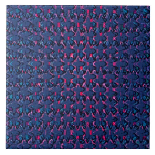 Retroblauw en roze patroon tegeltje (Voorkant)
