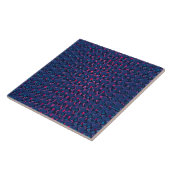Retroblauw en roze patroon tegeltje (Zijkant)