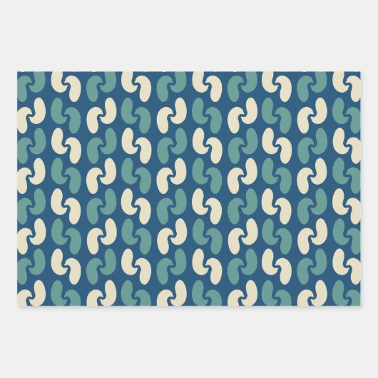 Retroblauw patroon inpakpapier vel (Voorkant)