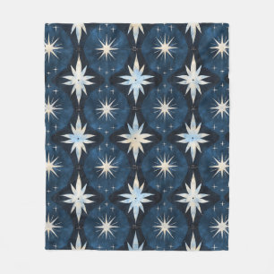 Retroblauw starburst patroon fleece deken