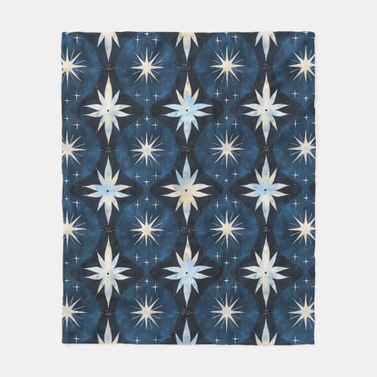 Retroblauw starburst patroon fleece deken (Voorkant)