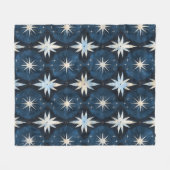 Retroblauw starburst patroon fleece deken (Voorkant (Horizontaal))
