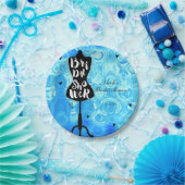 Retroblauw Vrijgezellenfeest met Mannequin-standa Papieren Bordje (Feest)