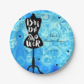  Retroblauw Vrijgezellenfeest met Mannequin-standa Papieren Bordje (Voorkant)