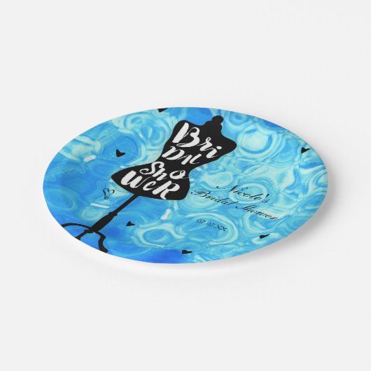 Retroblauw Vrijgezellenfeest met Mannequin-standa Papieren Bordje (Gekanteld)