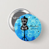  Retroblauw Vrijgezellenfeest met Mannequin-standa Ronde Button 5,7 Cm (Voorkant /achterkant)