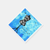  Retroblauw Vrijgezellenfeest met Mannequin-standa Servetten (Hoek)