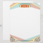 Retroblauwe maïs Mexicaans menu letterhead (Voorkant / Achterkant)