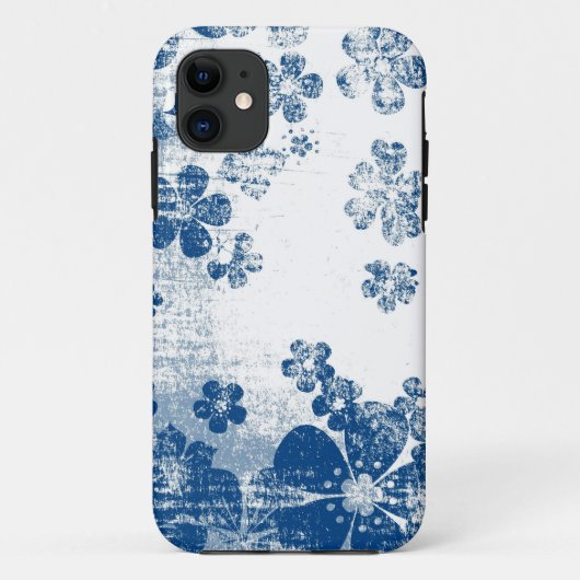 Retroblauwflorpatroon Case-Mate iPhone Case (Achterkant)