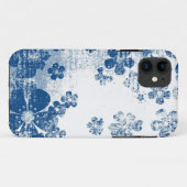 Retroblauwflorpatroon Case-Mate iPhone Case (Achterkant (horizontaal))