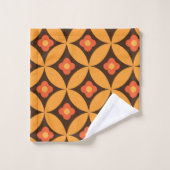 Retrobloem in cirkels uit de midden eeuw oranje bad handdoek (Wasdoekje)