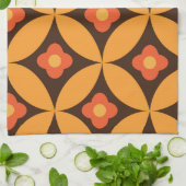 Retrobloem in cirkels uit de midden eeuw oranje theedoek (Gevouwen)