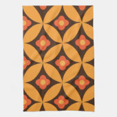 Retrobloem in cirkels uit de midden eeuw oranje theedoek (Verticaal)