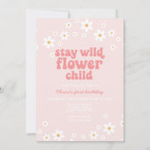 Retrobloem kinderdagverblijf boho florale eerste v kaart (Voorkant)