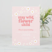 Retrobloem kinderdagverblijf boho florale eerste v kaart (Staand voorkant)