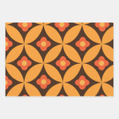 Retrobloem op Mid Century Circles Sinaasappel Inpakpapier Vel (Voorkant 3)