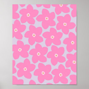 Retrobloem roze en Paarse Poster