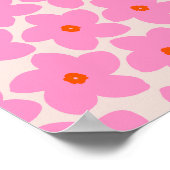 Retrobloem roze Sinaasappel en neutraal Poster (Hoek)