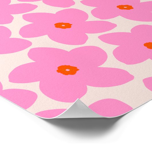 Retrobloem roze Sinaasappel en neutraal Poster (Hoek)