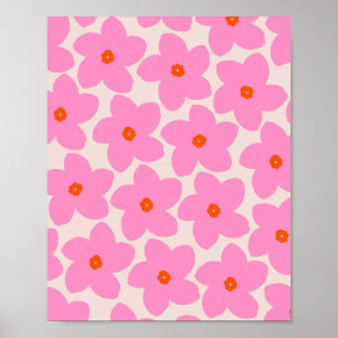 Retrobloem roze Sinaasappel en neutraal Poster