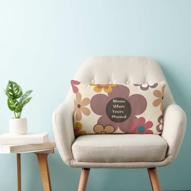 Retrobloemen "Bloeien waar je geplant bent" Kussen (Stoel)