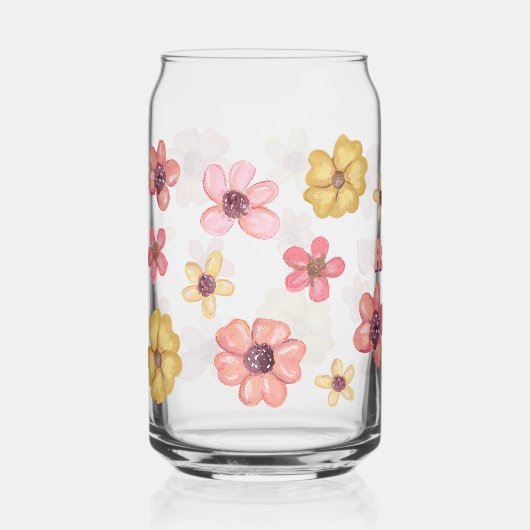 Retrobloemen Bloemen  botanische Schattigee naam Blikvorm Glas (Voorkant)