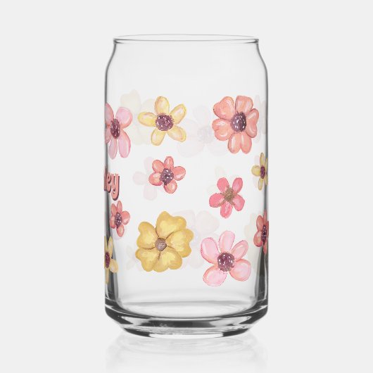 Retrobloemen Bloemen  botanische Schattigee naam Blikvorm Glas (Achterkant)