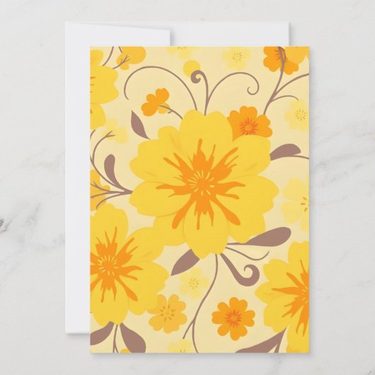 Retrobloemen-geel, Sinaasappel, Mocha Mousse Kaart (Achterkant)
