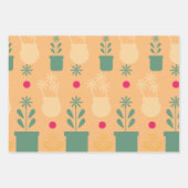 Retrobloemen, geel tuinpatroon inpakpapier vel (Voorkant 2)