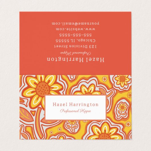 Retrobloemen gevouwen Visitekaartje  (Buitenkant ongevouwen)