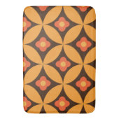 Retrobloemen op oranje cirkels uit het midden van  badmat (Voorkant Verticaal)