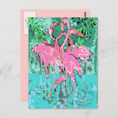 Retroblokkering van het Briefkaart Flamingos Flami (Voorkant / Achterkant)