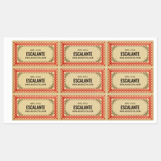Retroborder beige Brown Red getextureerd Labels (Vel)