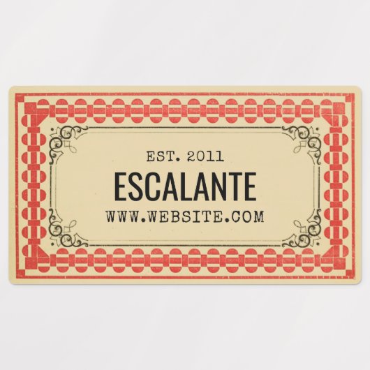 Retroborder beige Brown Red getextureerd Labels (Design 2)