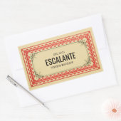  Retroborder beige Brown Red getextureerd Rechthoekige Sticker (Envelop)