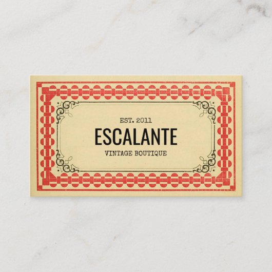  Retroborder beige Brown Red getextureerd Visitekaartje (Voorkant)