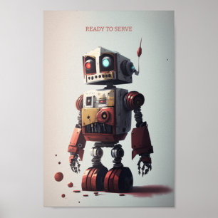 Retrobot poster - Klaar om te dienen