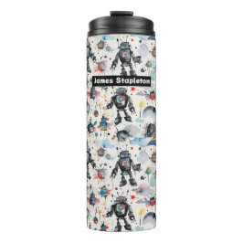 Retrobots en regenbogen Waterverf Thermosbeker