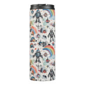 Retrobots en regenbogen Waterverf Thermosbeker (Achterkant)