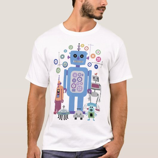 Retrobots en -tandwielen t-shirt (Voorkant)
