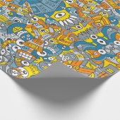 Retrobots zijn terug en willen een leuk patroon he cadeaupapier (Hoek)