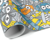 Retrobots zijn terug en willen een leuk patroon he cadeaupapier (Rol Hoek)