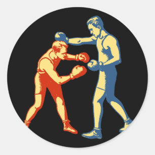 Retroboxing Mannen Ronde Sticker