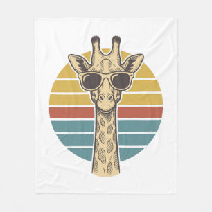 Retrobril Giraffe Zonnebril Retro Zonsondergang Ve Fleece Deken