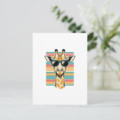 Retrobril met giraffe en strepen vector ontwerp briefkaart (Staand voorkant)