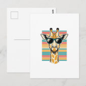 Retrobril met giraffe en strepen vector ontwerp briefkaart (Voorkant / Achterkant)