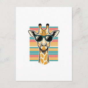 Retrobril met giraffe en strepen vector ontwerp briefkaart