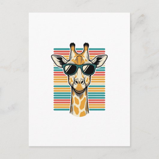Retrobril met giraffe en strepen vector ontwerp briefkaart (Voorkant)