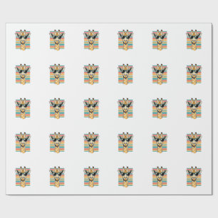 Retrobril met giraffe en strepen vector ontwerp cadeaupapier