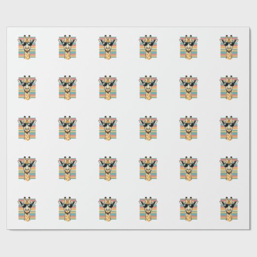 Retrobril met giraffe en strepen vector ontwerp cadeaupapier (Vlak)